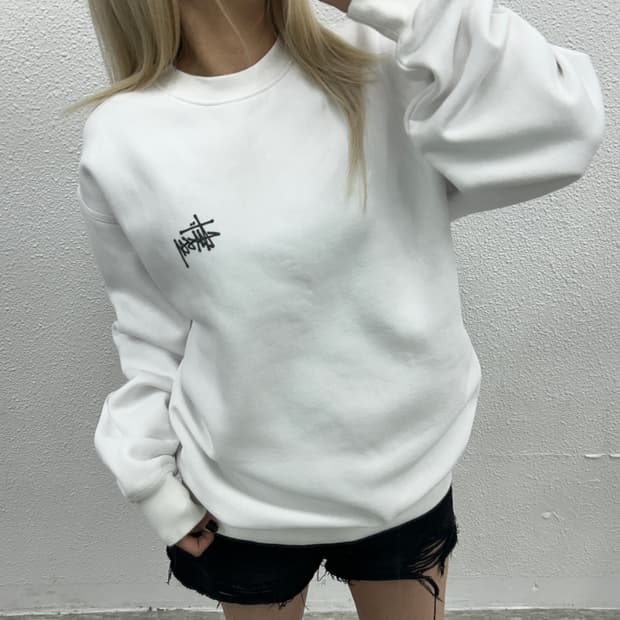 스투시 미니로고 화이트 맨투맨 M