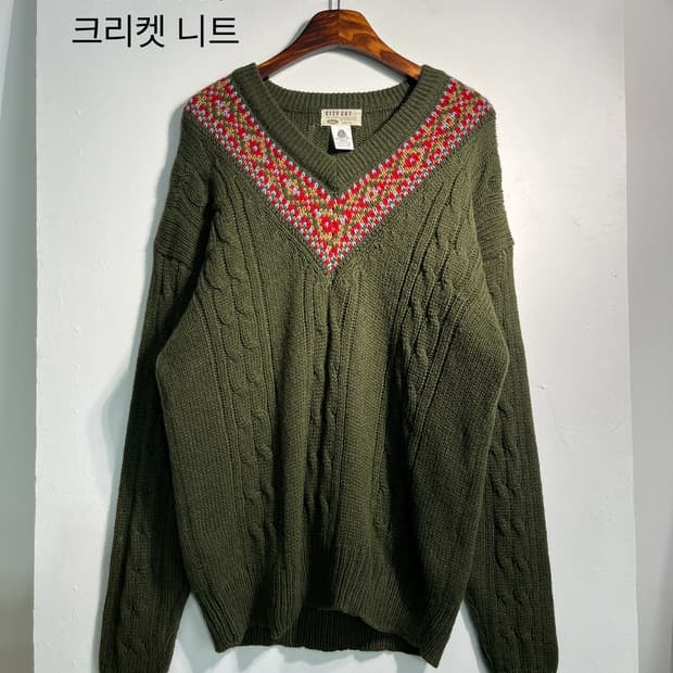 wool 100% 크리켓 니트 울100% XL