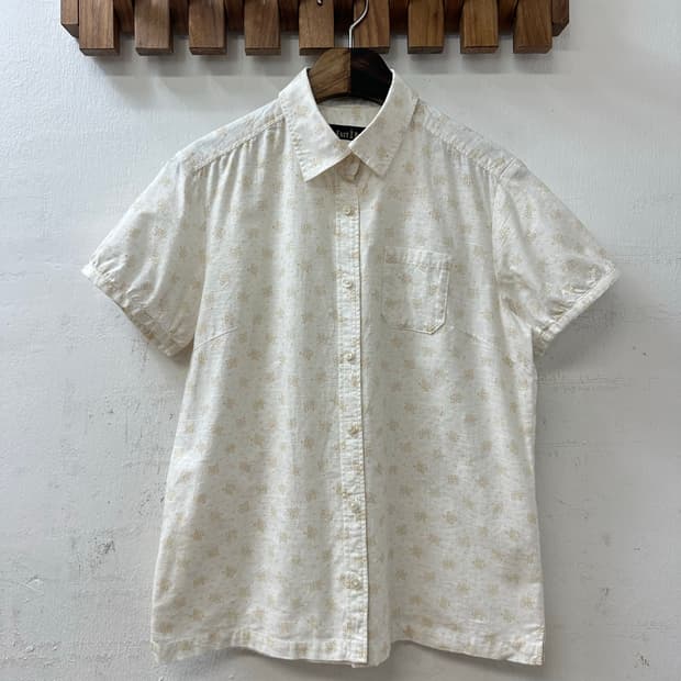 일본빈티지 East Boy 이스트보이 플라워 패턴 포켓 반팔 블라우스