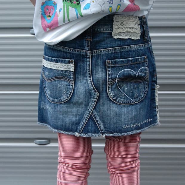 레이스 하트 청스커트 러블리 모리걸 니혼진 빈티지