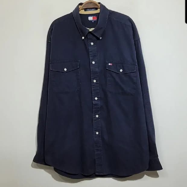 (3XL) 타미힐피거 빅사이즈 셔츠 네이비 토미 포켓 캐주얼 