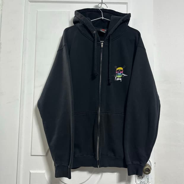 스투시 올드 스컬 프린팅 후드집업