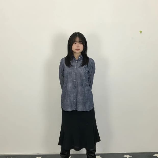 Navy Dot Pattern Casual Shirt