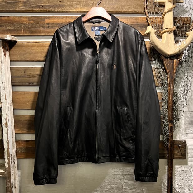 [L]폴로 랄프로렌 맥스웰 램스킨 블랙 레더 자켓