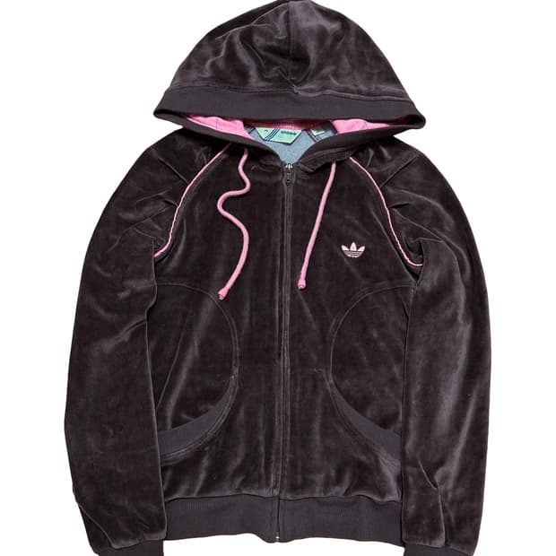 아디다스 브라운 핑크 벨벳 후드집업