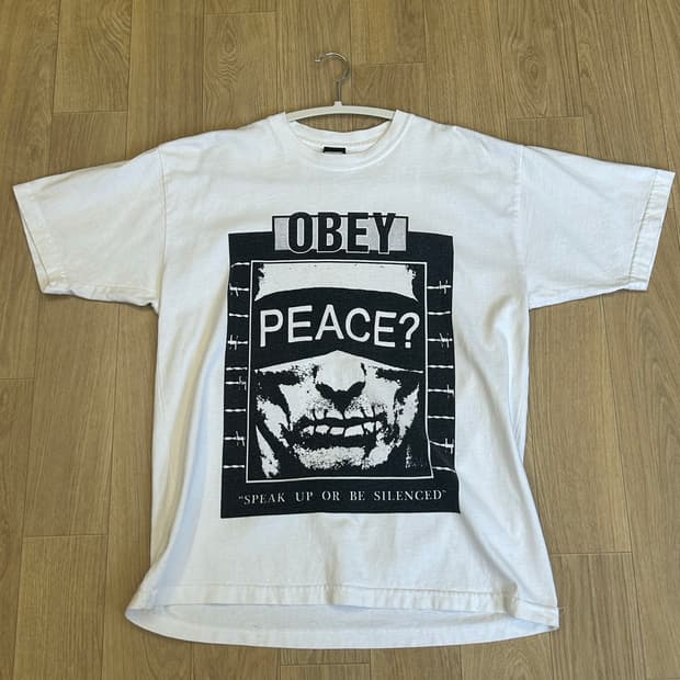 오베이(OBEY) PEACE 빅프린팅 그래픽 반팔티 M