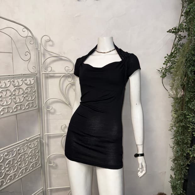 Black oriental back lace bolero blouse 