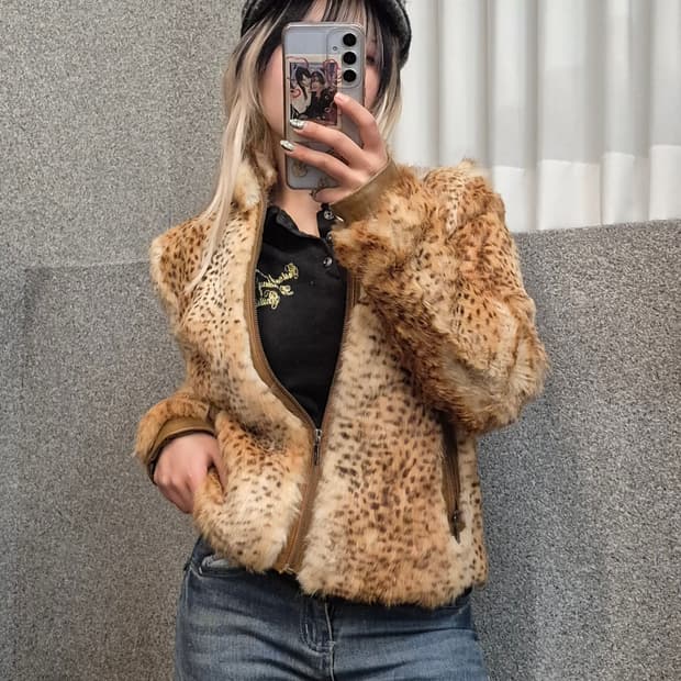 BAMBI PATTERN RABBIT FUR JACKET