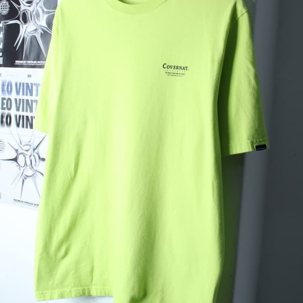 (L-XL) 커버낫 반팔 티셔츠 형광그린 백로고 올드스쿨-7B5E