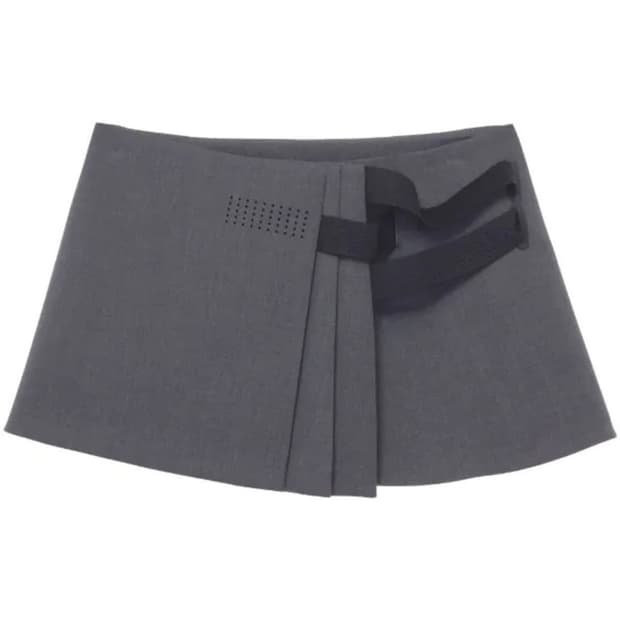 혜인서 플리츠 랩 미니 스커트 그레이