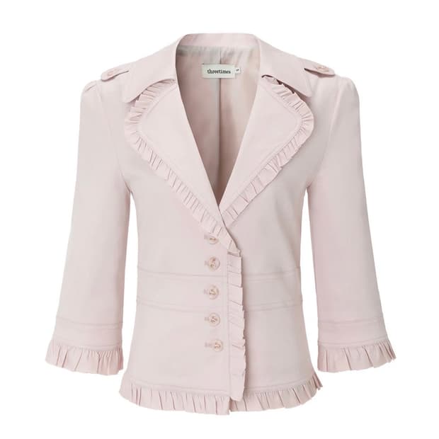 쓰리타임즈 버튼프릴자켓 핑크 s 판매해요