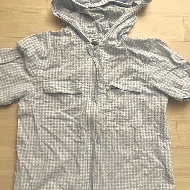 꾸레쥬 빈티지 체크 반팔 셔츠 집업