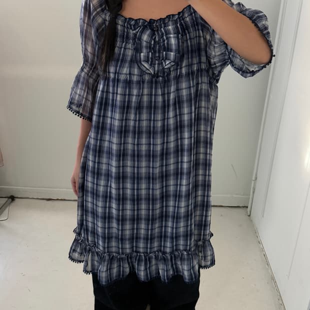 일본빈티지 그런지룩 체크 원피스