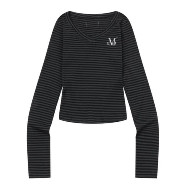 무센트 스트라이프 슬리브 티셔츠