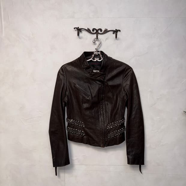 OBZEE brown lamb skin stud two way jk