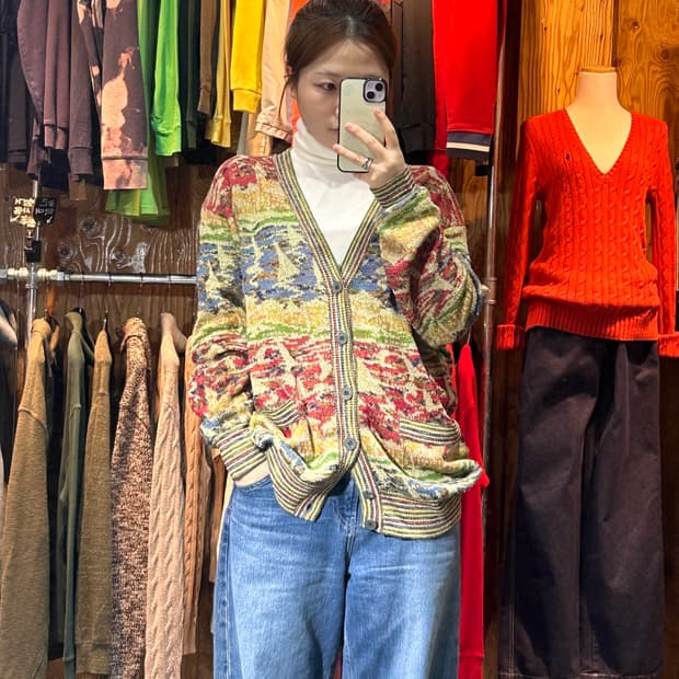 L 미쏘니 스포츠 입체 패턴 가디건