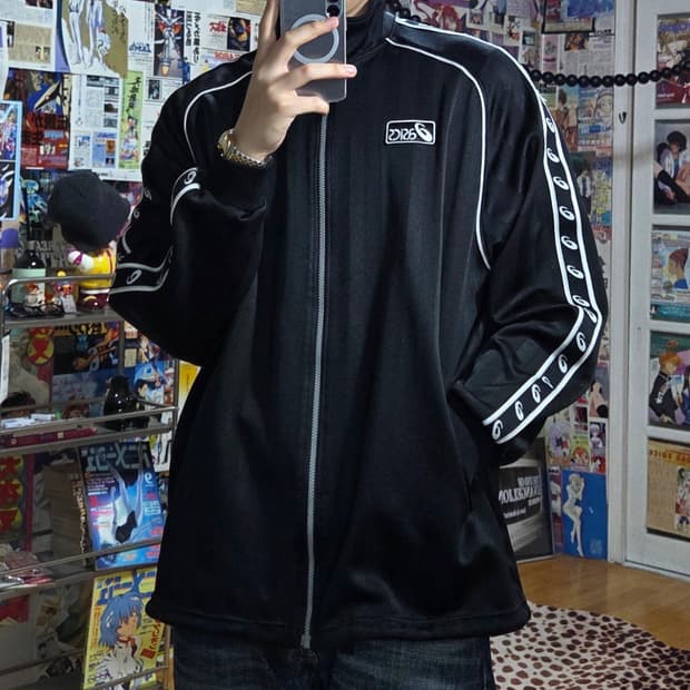 아식스 JPN 블랙 스트라이프 트랙 져지