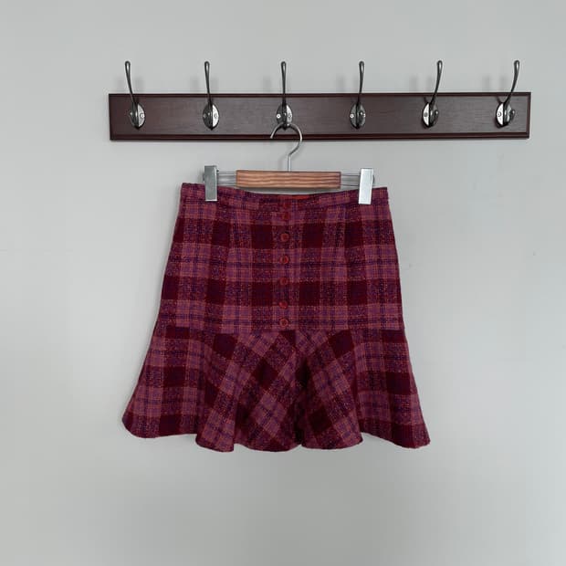 겐조 Y2K 코케트 로즈컬러 트위드 미니 스커트