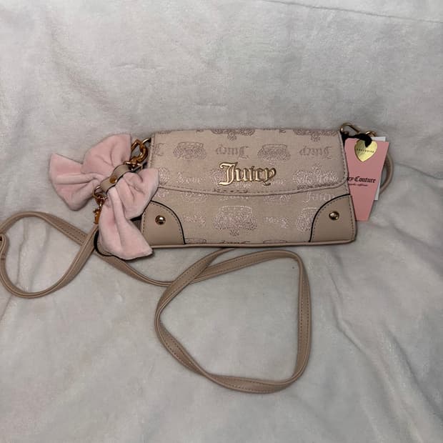 쥬시꾸뛰르 핑크베니지 리본 숄더백 미니백 베이비베어 히메갸루 베메클빈티지