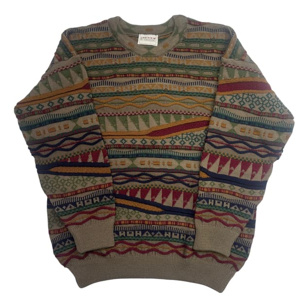Australia 빈티지 멀티 패턴 울 니트 스웨터 L