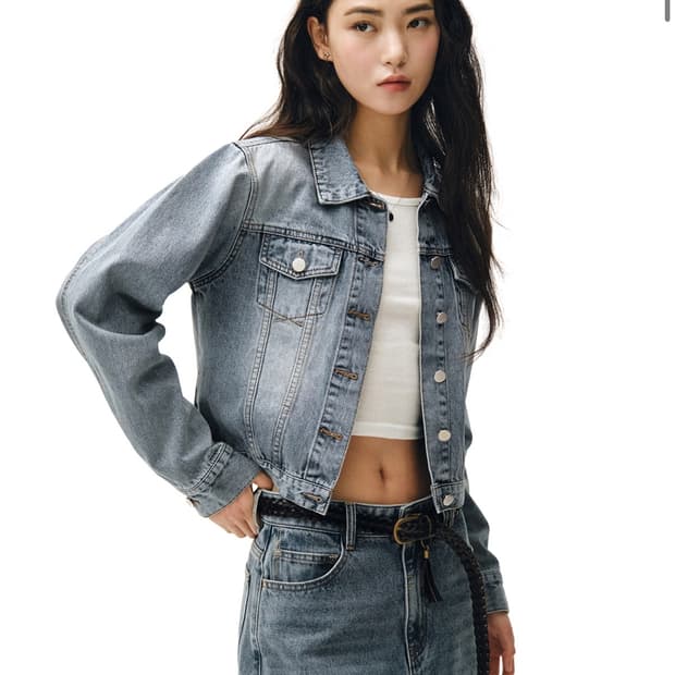 데케트 우먼 크롭 데님 자켓 S