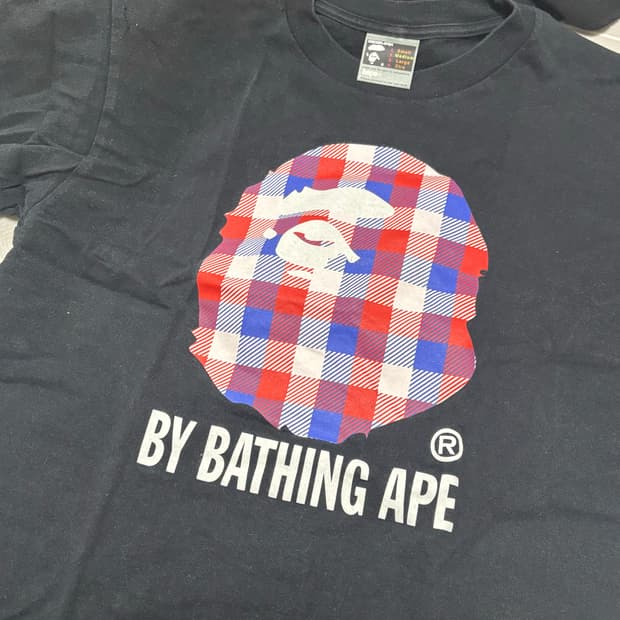 OG 베이프 빅사루 체크 반팔티 