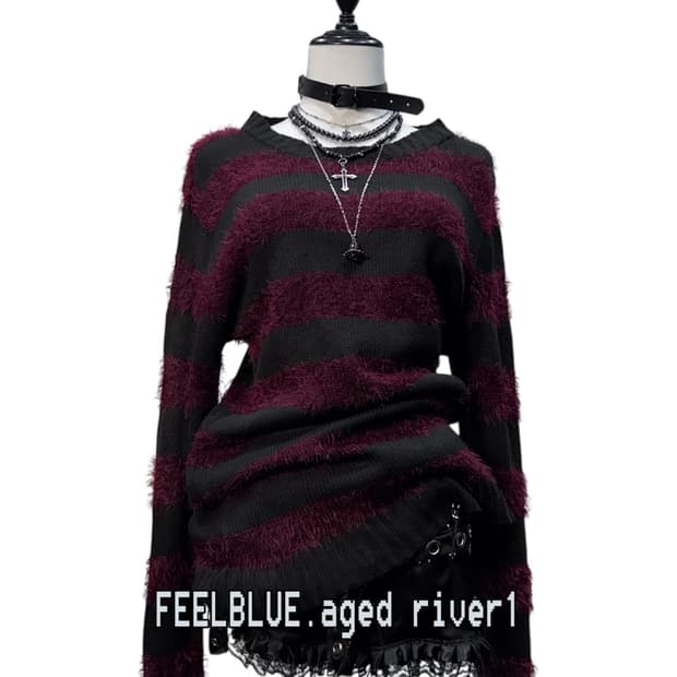 Burgundy & Black Stripe Knit