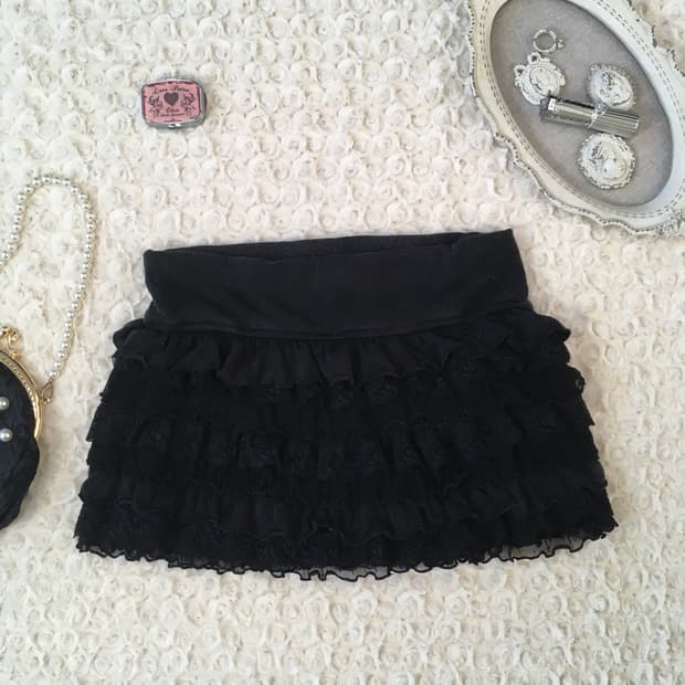 jpn vintage lovely black lace cancan sk