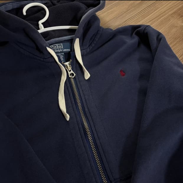 폴로랄프로렌 90s 투웨이 후드집업 네이비/레드포니