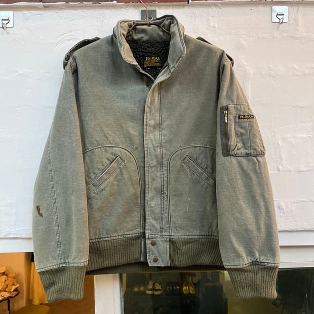 US-JOAN 올리브 그린 밀리터리 봄버 자켓 M