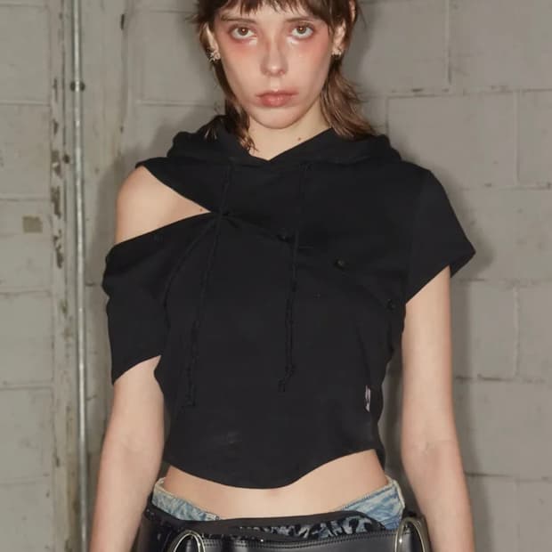 낫노잉 버튼 후드 반팔