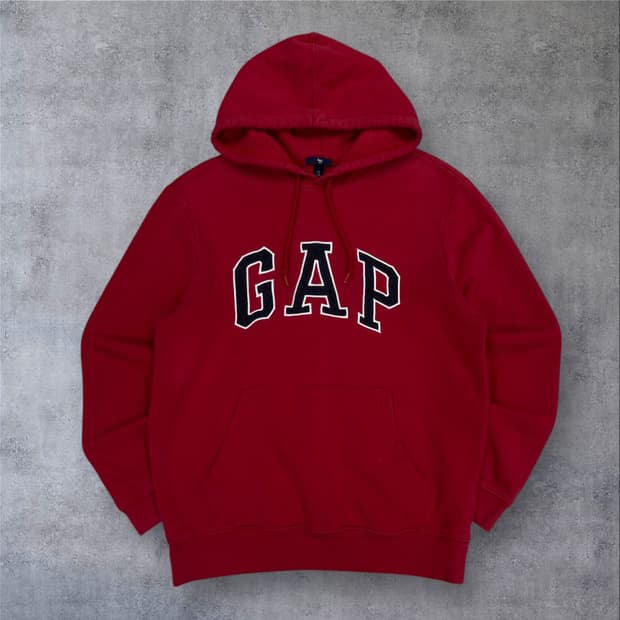 GAP 레드 컬러 스펠아웃 빅로고 후드티