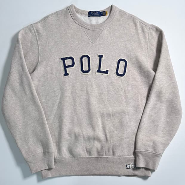 폴로 아치로고 베이지 맨투맨 