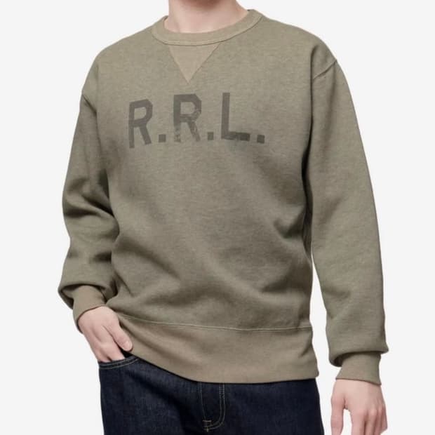 더블알엘 RRL 로고 크루넥 그레이 스웻셔츠