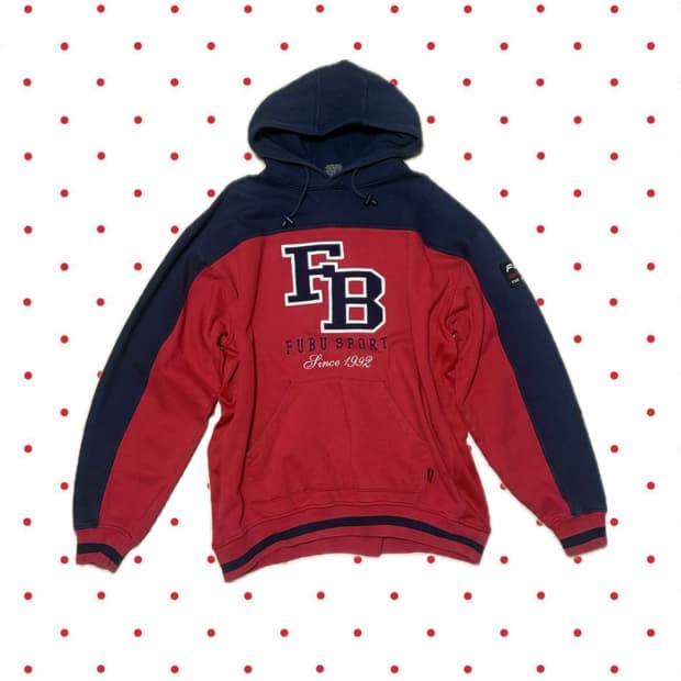 푸부 후드티 레드 스포티 후드티 Fubu 후부
