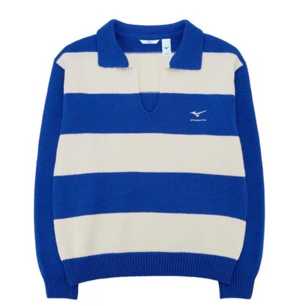 STU X 미즈노 스트라이프 카라 니트 L