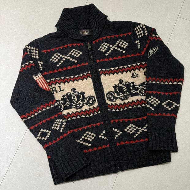 Rrl카 모티프 코위찬 가디건 