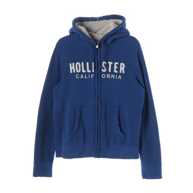 홀리스터 빅로고 쉐르파 안감 양털 후드집업 블루 XL