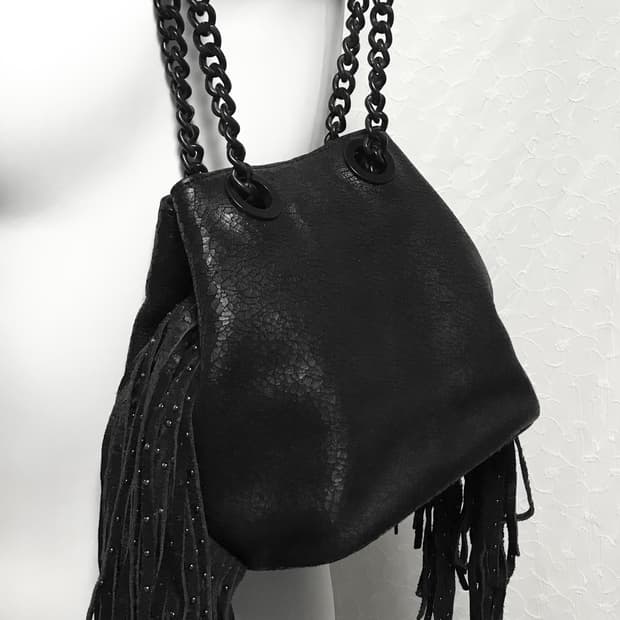 빈티지 스터드 체인 크랙 레더 투웨이 숄더백 가방