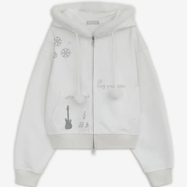 허그유어스킨 핫픽스 퍼 후드집업 화이트 새상품