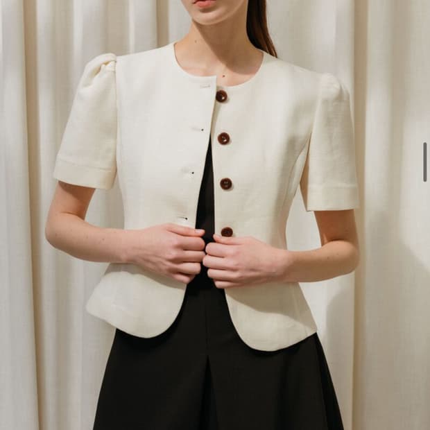 피버 Puff Sleeve Short Jacket_ivory
