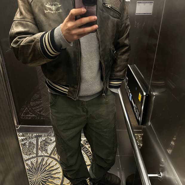 아비렉스 avirex 90s 아이콘 에이징 바시티 레더자켓