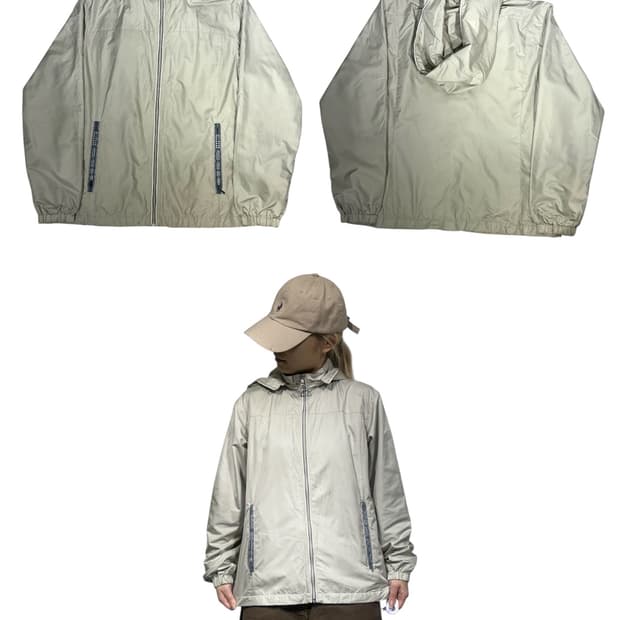 엘레쎄 라이트 그레이 후드 바람막이 자켓 L