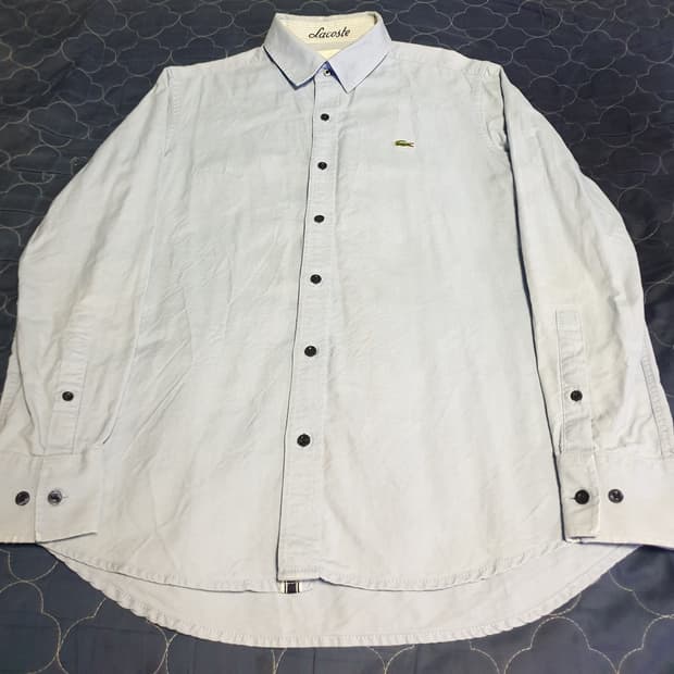 (동일드방레) 라코스테 옥스퍼드 슬림핏 긴팔셔츠 스카이블루 (95)