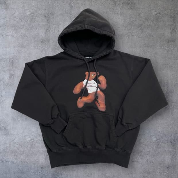 예스아이씨 YESEYESEE 차콜 베어 프린팅 후드티 S