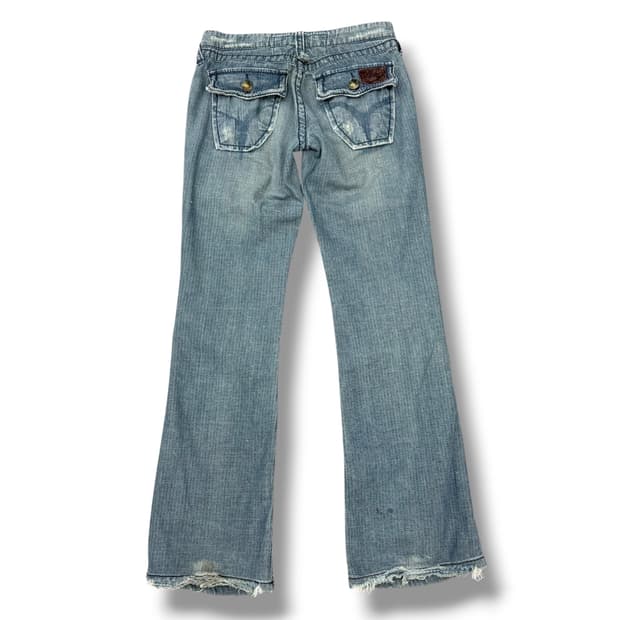 JPN 포켓 디테일 워싱 데님 로우라이즈 부츠컷 팬츠