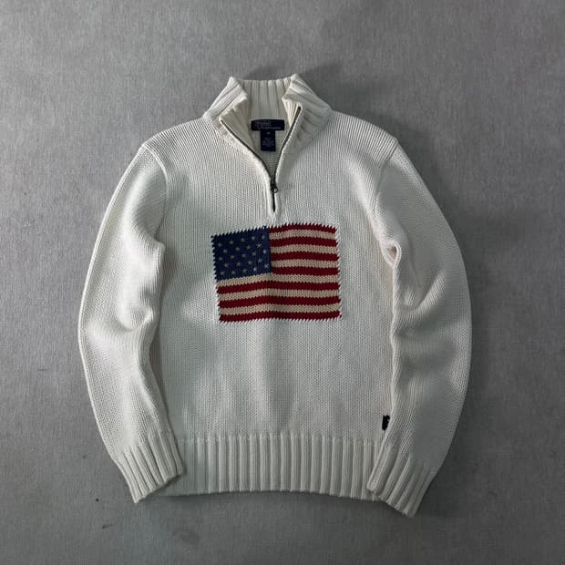 W 95 폴로랄프로렌 성조기 반집업 니트
