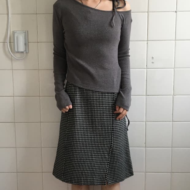 Ribbon point ribbed knit