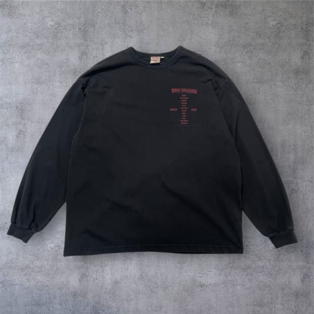 트루릴리젼 블랙 월드투어 백프린팅 롱슬리브 긴팔티셔츠 L