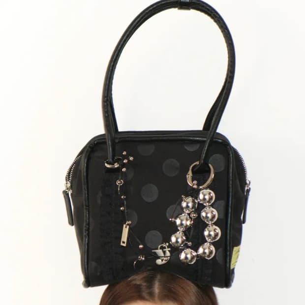 mini box bag (black dot)